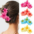 Flower Hair Claw Clips - 4PCS Glossy Hawaiian Clips for Thick and Thin Hair, Non-Slip Strong Hold Hair Accessories for Women and Girls