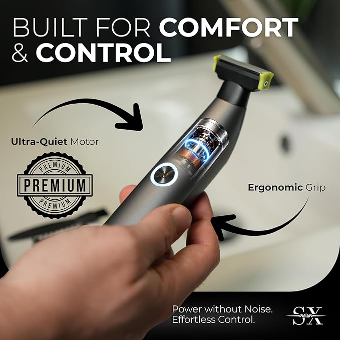 Groin & Body Hair Trimmer Electric Shaver for Men – Pubic & Ball Full Body Grooming – Skin-Safe for Sensitive Areas, Beard, Chest & Legs – Dual Blades Waterproof Wet/Dry IPX6 Rechargeable with 3 Combs