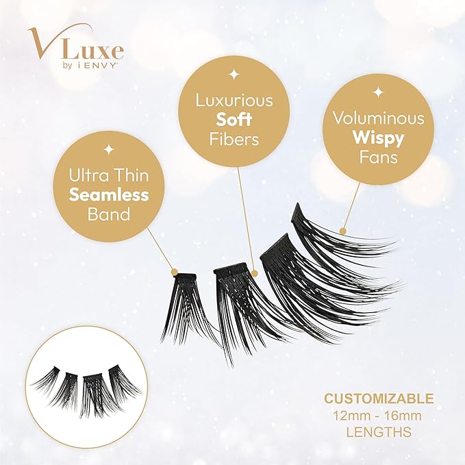VLuxe Faux Mink Lash Cluster Mini Extended, 14 10-14mm Seamless DIY Lash Extensions, Lightweight Ultra Comfort False Eyelashes with Thin Microband for Natural Blending, Refill for Mini Lash Palette