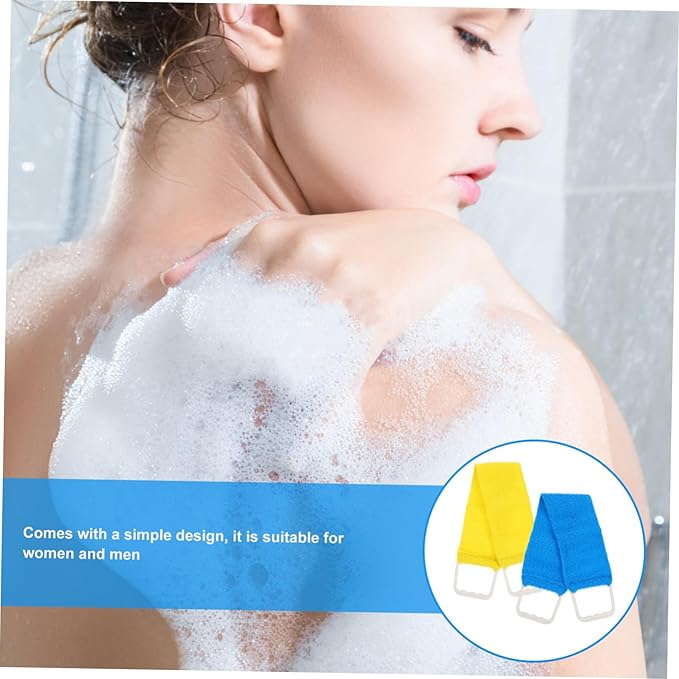 Double-Sided Bath Scrubber Strap for Men and Women Exfoliating Back Scrub Towel with Massage Texture 27.16In Long Body Scrub Belt for Shower and Spa