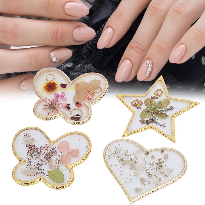 Nail Palette, 4Pcs/Set Nail Palettes Kit Polish Color Mixing Board Nail Art Display Plate Manicure Tool DIY Nail Tips Painting Tray Pallet Makeup Mixing Palette for Home Salon Use