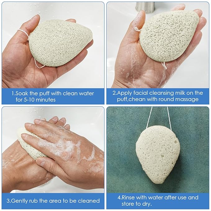 White Facial Cleansing Sponge 4-Pack with Box | SourceTon Soft Plant-Based Face Scrubber Exfoliator | Gentle Facial Sponge for Deep Pore Cleansing & Daily Exfoliating Pads for All Skin Types