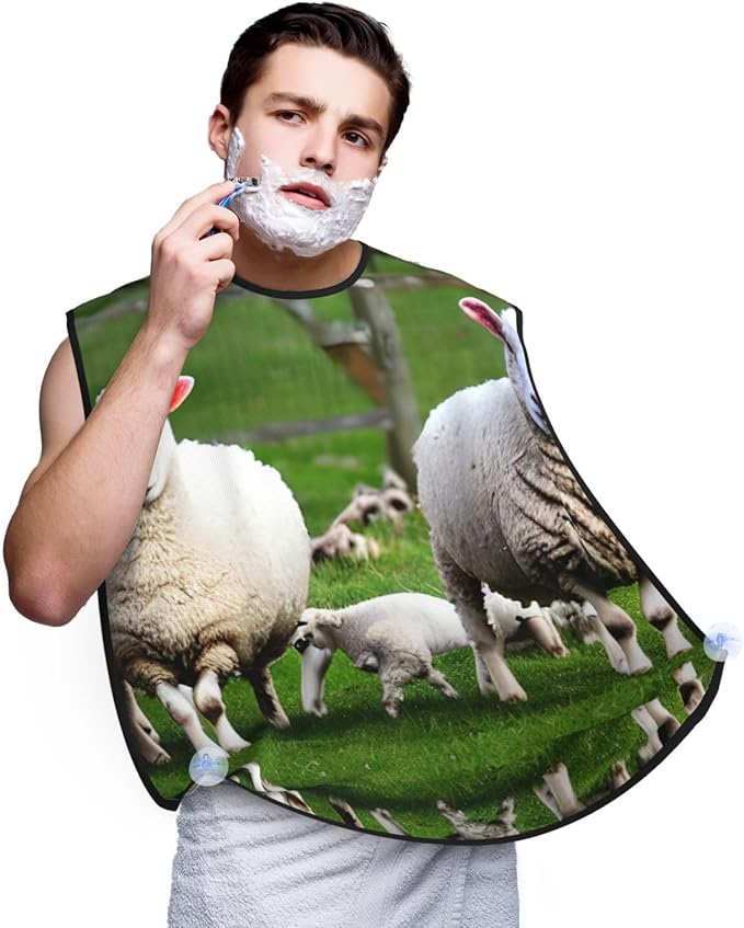 Colorful Giraffe Fans Lovers Print Beard Bib Shaving Apron, Beard Hair Trimming Cape Gift For Dad
