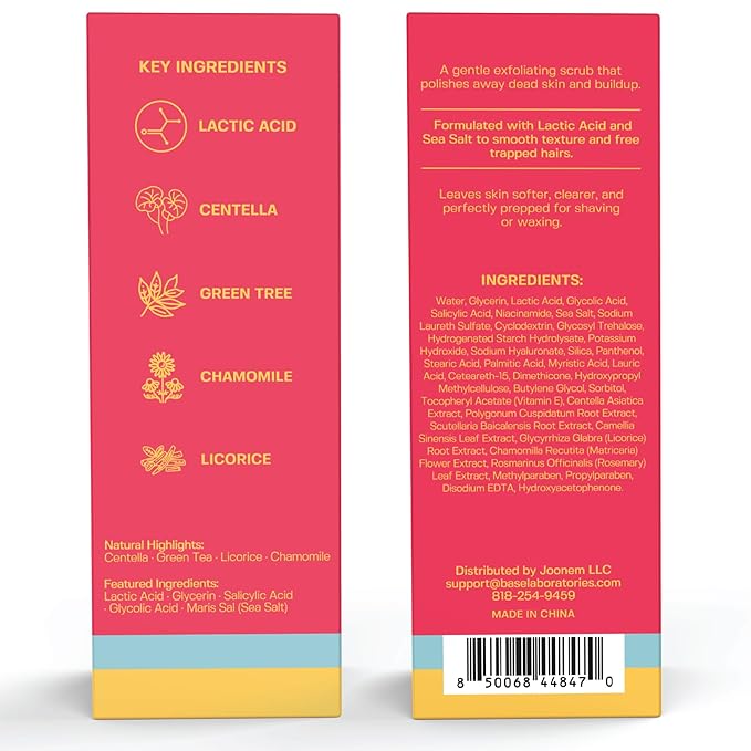Base Laboratories Ingrown Hair - KP Bump Exfoliating Body Scrub - with AHA+BHA - Keratosis Pilaris Treatment - Daily Skin Exfoliant - Helps Reduce Strawberry Skin & Razor Bumps - Men & Women 3oz