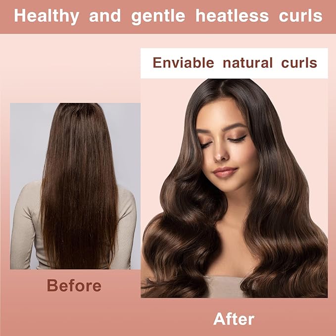 Heatless Hair Curlers Set- 4Pcs Soft Hair Curlers to Sleep In, No Damage Velvet Curling Rods with Silk Scarf, No Heat Overnight Curls - For All Hair Types