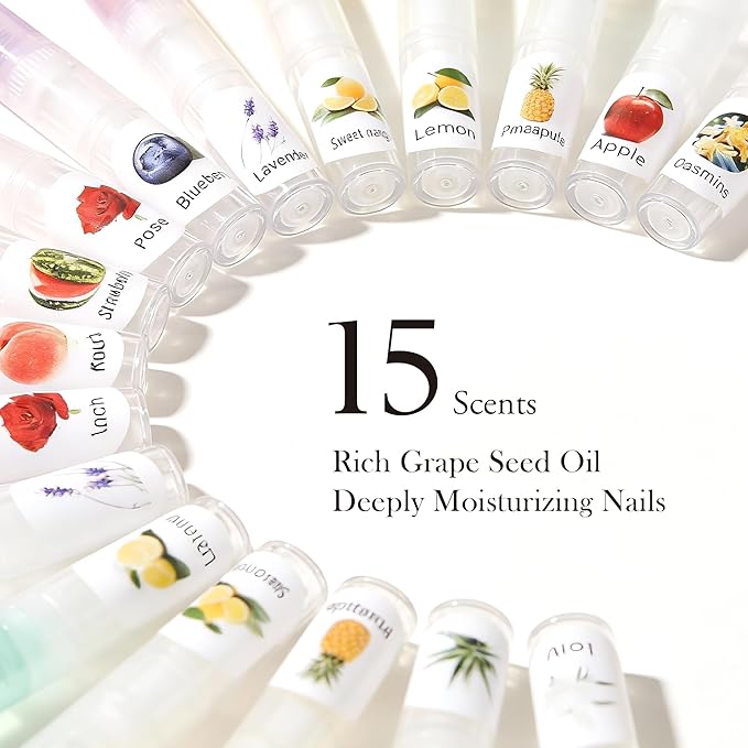 NOVAL Cuticle Oil Pen Set - 15 Scented Cuticle Oil Pens for Healthy, Strong Nails - Bulk Pack for Nail Salon - Nourishing, Travel-Friendly, Perfect for Home Use
