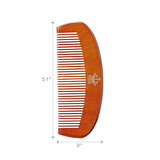 RED by Kiss Premium Wood Men Long Beard Comb, Easy Detangling and Styling, Durable Design for Gentle Beard Hair & Mustache Grooming Essential, No Snagging & Pulling, Maximize Conditioning