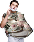 Purple Rose And Skull Print Beard Bib Shaving Apron, Beard Hair Trimming Cape Gift For Dad