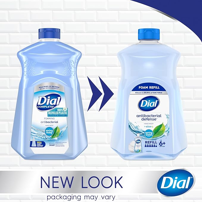 Dial Antibacterial Foaming Hand Soap Refill, Spring Water, 52 fl oz (Pack of 2)