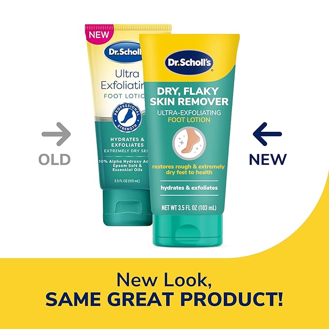 Dr Scholl's Dry, Flaky Skin Remover Ultra Exfoliating Foot Lotion with Urea for Rough Dry Cracked Feet, Heal and Moisturize for Healthy Looking Feet, Intensive Foot Care, Alpha Hydroxy Acids, 3.5 oz