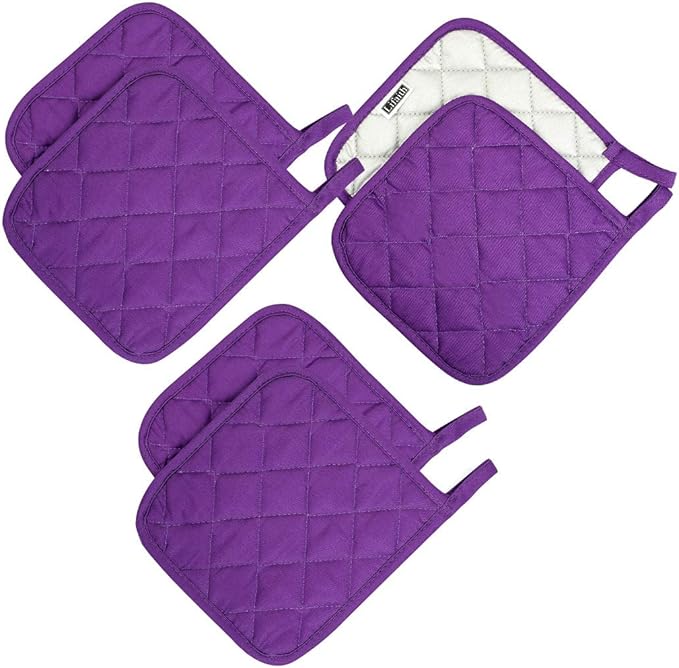 6 Pack Potholders Kitchen Pot Holders Set,Cotton Pot Holders for Kitchen 7 inch hot Pads,Heat Resistant Hot Pads for Cooking and Baking Grape