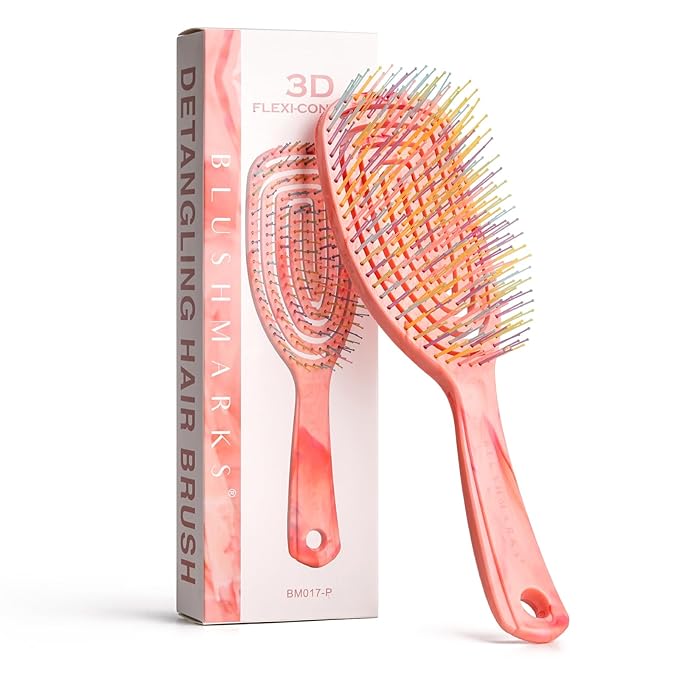 Detangling Wet Hair Brush for Thin or Straight Hair, Vented Detangler Hairbrush with Double-Layered Ultra and Soft-Nylon Bristles for Wet or Dry Hair, Gift for Women Girls Kids