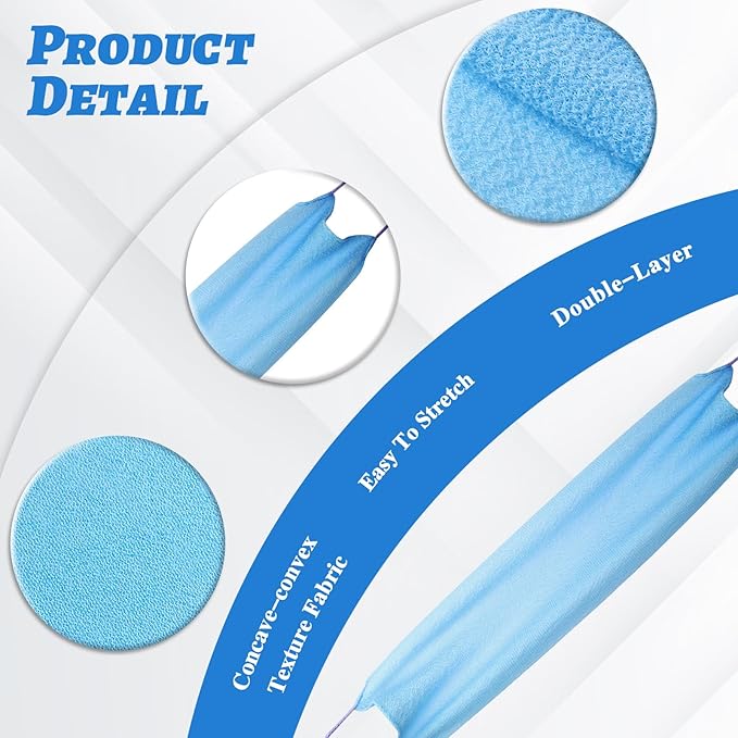 2Pcs Back Scrubber Body Bath Pull Strap Scrubber with Handles Nylon Exfoliating Washcloth Extended Length Washers Stretchable Shower Scrubber for Face Back Cleans Skin Massages Women Men
