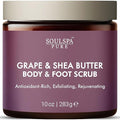 Grape & Shea Butter Body & Foot Scrub - Rejuvenating & Antioxidant Rich Exfoliating Body Scrub for Glowing Skin, 10 oz