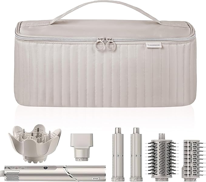 Travel Carrying Case for Hair Dryer Shark Flexstyle Dyson Airwrap Brush Hair Accessories Tools Storage Bag for Revlon Hairdryer Styler Organizer (Camel)