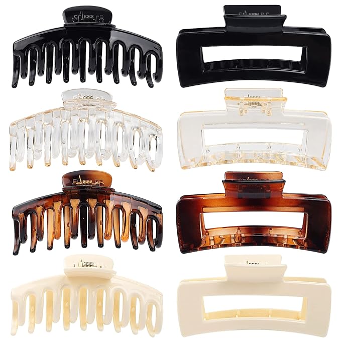 laxizar Claw Clip Hair Clip 8 Pack 4.3 Ihch Rectangular Hair Clips for Women Girls Large Hair Jaw Clips Hair Clamps