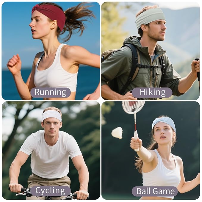 12 Pcs Stretchy Headbands for Women, Absorbed Sport Headband Soft Twist Knotted Hairbands for Daily Life Yoga Workout (Neutral Color 1)