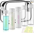 Cosywell Travel Bottles for Toiletries 5 Pack 3.4oz Pre-Printed Travel Size Containers TSA Approved Toiletry Bottles Wide Mouth Leak Proof Squeeze Bottle for Lotion Toothpaste(Clear)
