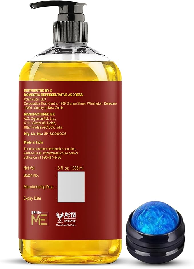 Majestic Pure Cellulite Massage Oil for Massage Therapy- Refreshing and Relaxing- Natural Oils with Grapeseed, Eucalyptus, Grapefruit & Lemon Oil- All Skin Types- Men and Women Massage Lotion- 8 fl oz