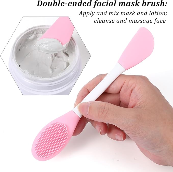 4 PCS Facial Cleansing Brush,2 in Silicone Face Scrubber Pore Brushs Face Scrub Brush for Exfoliating Massaging Remove Blackheads Applicator for Mud Makeup Skincare Removal Body Lotion DIY Mask Clay
