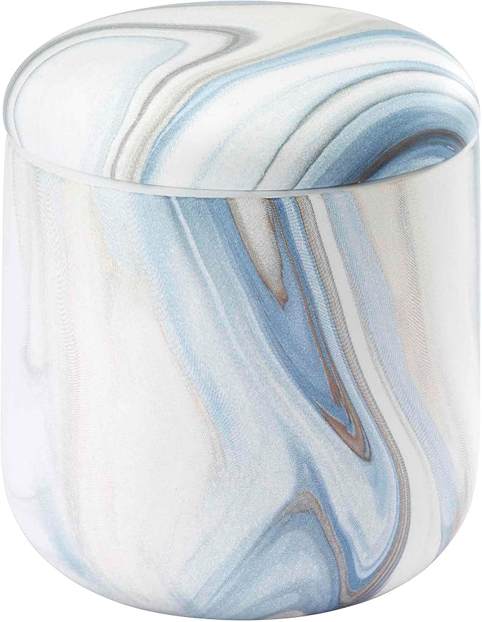 Avanti Linens - Covered Jar, Resin Countertop Accessories, Guest Bathroom Essentials (Waves Collection, Blue)