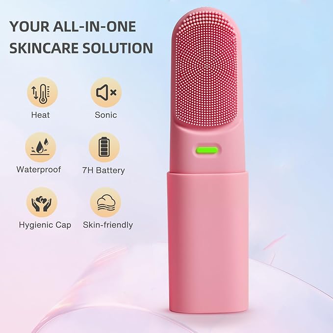 Face Scrubber with Heated,3 Modes Waterproof Rechargeable Portable Travel Size Makeup Remover Cleansing, Exfoliating and Massaging Facial Scrubber for Men &Women