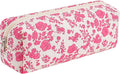 Cute Floral Makeup Brush Bag Small Cotton Quilted Cosmetic Bag for Women Travel Toiletry Zipper Make Up Pouch (Rose Red Floral)