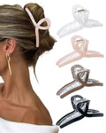 Molans 5Inch Large Hair Claw Clips 4 PCS for Women - Acrylic Hair Accessories for Thick Hair and Long Hair, Big Strong Durable Hair Applique, Oversized Non-slip Rectangle Butterfly Jaw Hair Clips