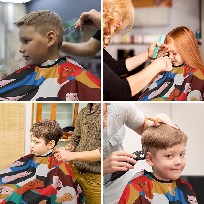 Professional Hair Cutting Cape with Neck Duster Brush, Waterproof Salon Barber Cape with Snaps, Barber Accessories