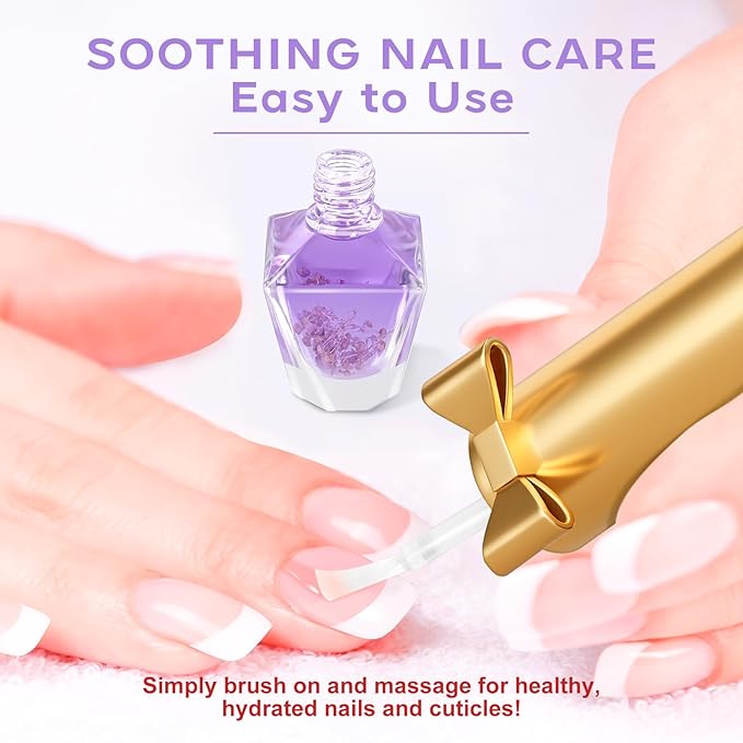 JIASHENG Cuticle Oil, Scented Cuticle Nail Oil Infused with Flowers, Hydrates, Moisturizes, Strengthens, Repairs, Revitalizing Cuticle Oils for Nails Damage Dry Cuticle, Lavender, 12ml