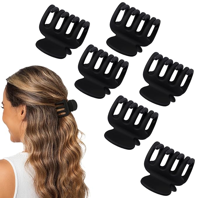 6 Pcs Hair Clips Small Claw Clips for Thin Hair Medium Matte Non-slip Hair Accessories for Women and Girls (Black)