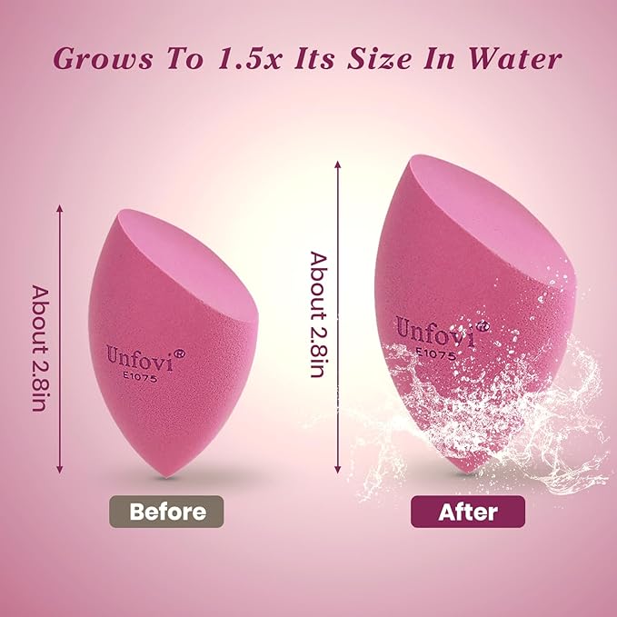 Makeup Sponge Set (4 Shapes 7 pcs) - Latex-Free Blending Sponge for Liquid, Cream & Powder, Soft Reusable Beauty Sponge for Wet/Dry Application, Face Foundation Blender (Rose Red)