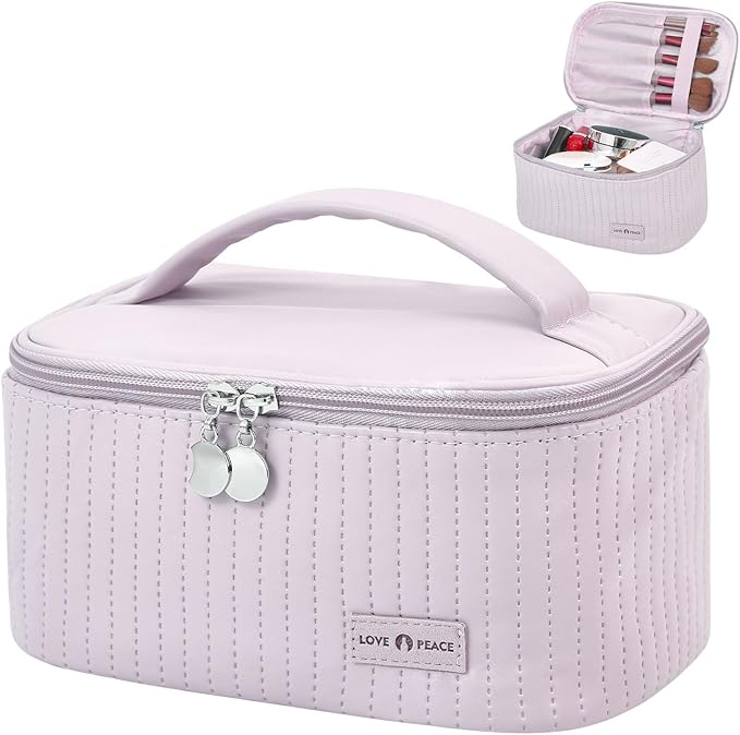 Makeup Bag Travel Cosmetic Bag, Large Capacity Makeup Organizer Bag and Storage, Portable PU Leather Pouch Toiletry Bag Make up Organizer, Cosmetic Bags for Women