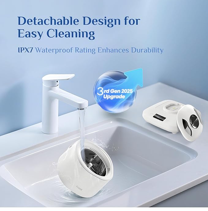 Portable Ultrasonic Retainer Cleaner, 42kHz High-Frequency, 4 Modes, IPX7 Waterproof Detachable Tank SUS304 Stainless Steel for Travel & Home Use, Fits Full Dentures