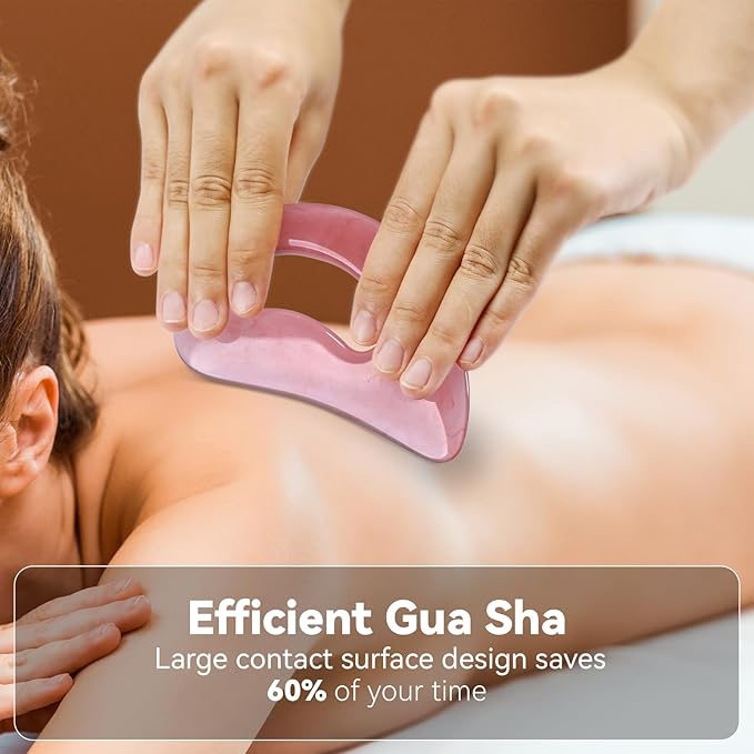 Body Gua Sha Tool Cellulite Guasha Tool for Body Body Massage Tools (Natural Resin) Lymphatic Drainage Tool Guasha Tool for Face，Back, Legs, Women's Body Shaping Tools (Pink)