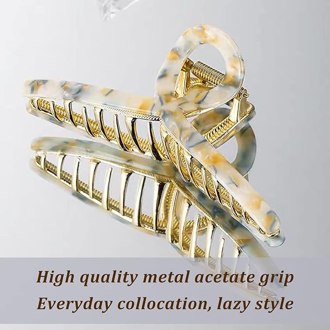 Big Butterfly Hair Claw Clips for Women - 4.7" Large Acetate Metal Hair Clips for Long Thick Hair (Mixed Blue)