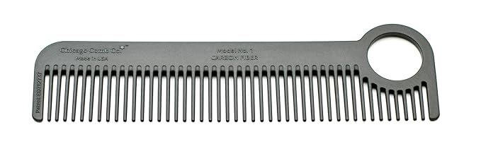 Chicago Comb Model 1 Carbon Fiber, Made in USA, smooth, strong, and light, anti-static, heat-resistant, 5.5 inches (14 cm) long, ultimate daily use, pocket, and travel comb