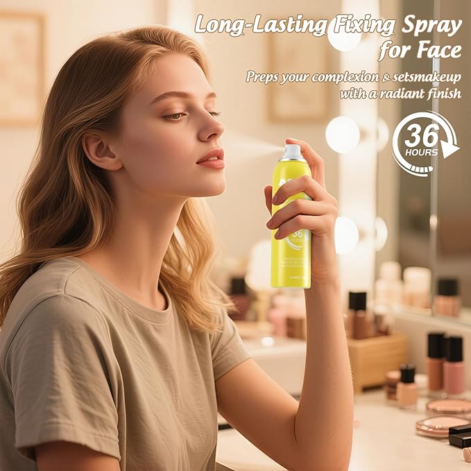 Setting Spray for Makeup Long Lasting for up to 36HR Wear Vitamin C Ultra-Fine Face Mist Dewy Hydrating & Soothing Finishing Fixing Spray for Make Up All-Day Fresh Look 4.44 oz