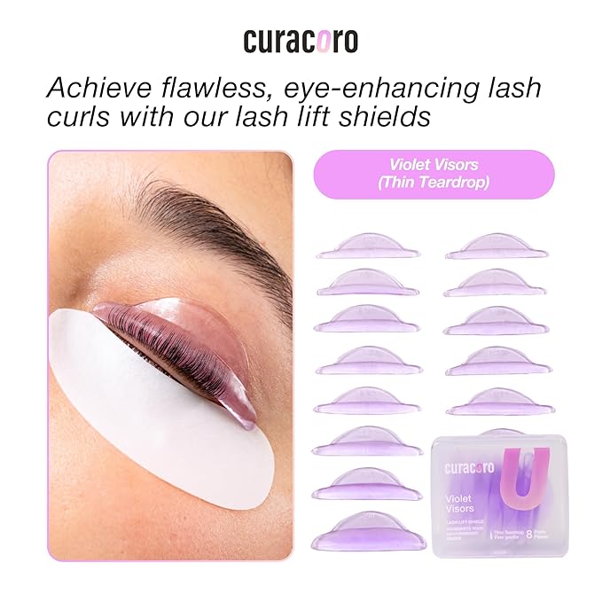 Curacoro Lash Lift Shields, 16 Pcs/8 Sizes Lash Lift Rods, Lash Lift Pads for Eyelash Curling and Lifting, Reusable Silicone Lash Rods For Eyelash Perm Lamination