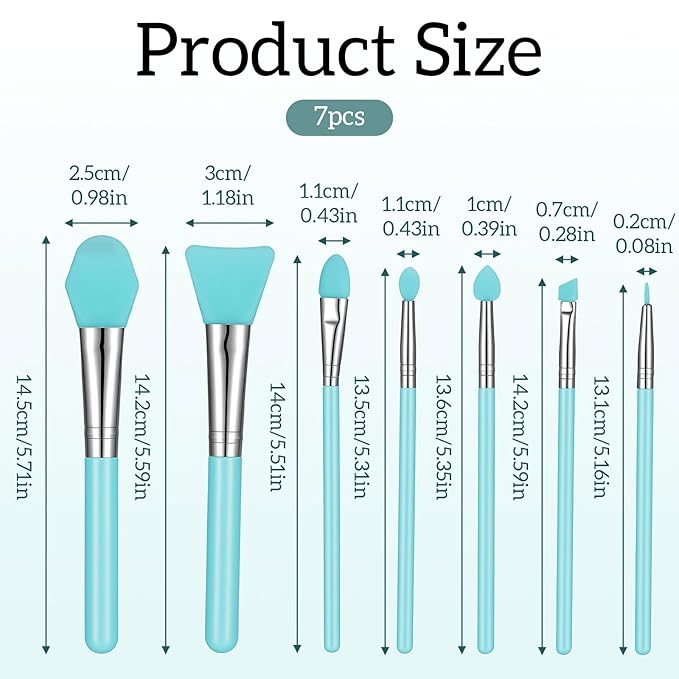 7 PCS Silicone Makeup Brushes, Makeup Applicator Tool Silicone Applicator Brushes for Resin Epoxy Art Crafting Cream