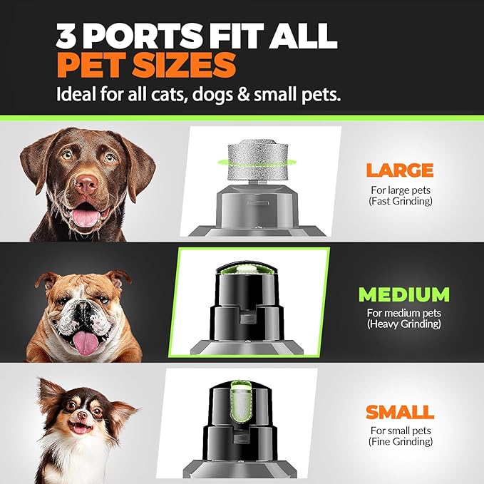 Whisper Quiet Dog Nail Grinder with LED Light, Safe & Stress-Free for Sensitive Dogs of All Breeds & Sizes, 3 Grinding Bits, 3-Speed, Pet Nail Trimmers, Rechargeable Painless Grooming Kit Grey