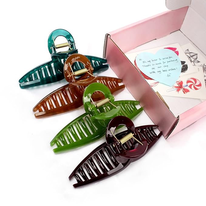 Big Hair Claw Large Butterfly Hair Clip 5" Oversize Acrylic Hair Clips for Long Thick Hair Barrette Accessories Christmas Gift for Women's and Girl's (4 Pcs)