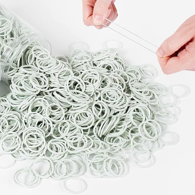 HOYOLS 1/2 Inch Small White Rubber Bands for Hair Ties Elastics Mini Toddler Braids Ponytail Holders for Baby Girls Infants Kids Thick Hair Rubberbands No Damage Office 1000pcs (S) Latex-Free