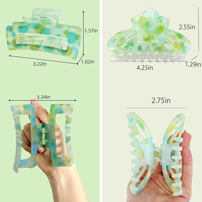 Hair Clips for Women,6PCS Big Flower Claw Clips for Thick Thin Hair,Strong Hold Cute Hair Accessories for Girls,Nonslip Beach Vacation Essentials Summer Accessories (vivid)