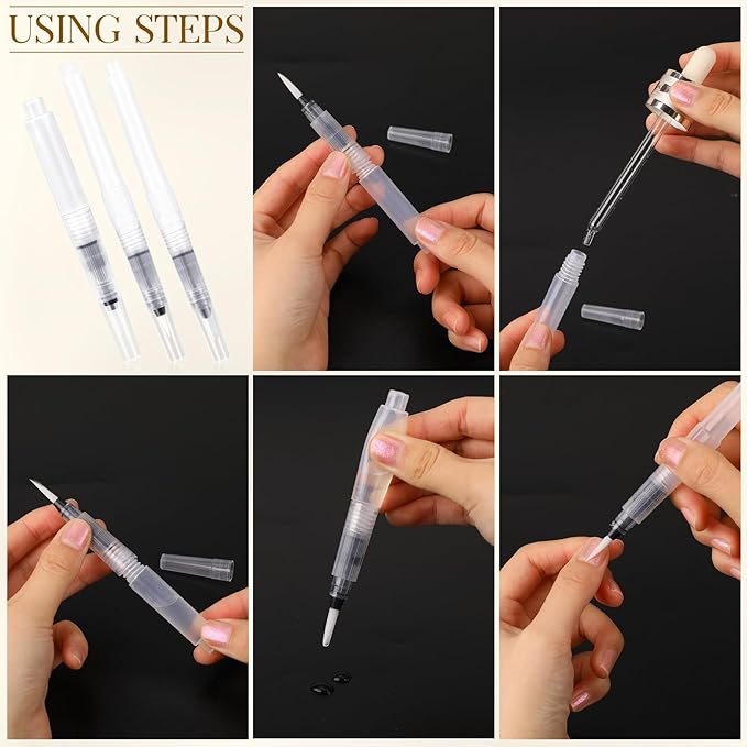 Refillable Cuticle Oil Pen,3PCS Empty Nail Oil Pen with Brush,Reusable Pinch Press Pen,Portable Sub-Bottling Pen for Lip-Gloss Foundation Cosmetics,Clear Refillable Applicator Pen for Nail Body Care