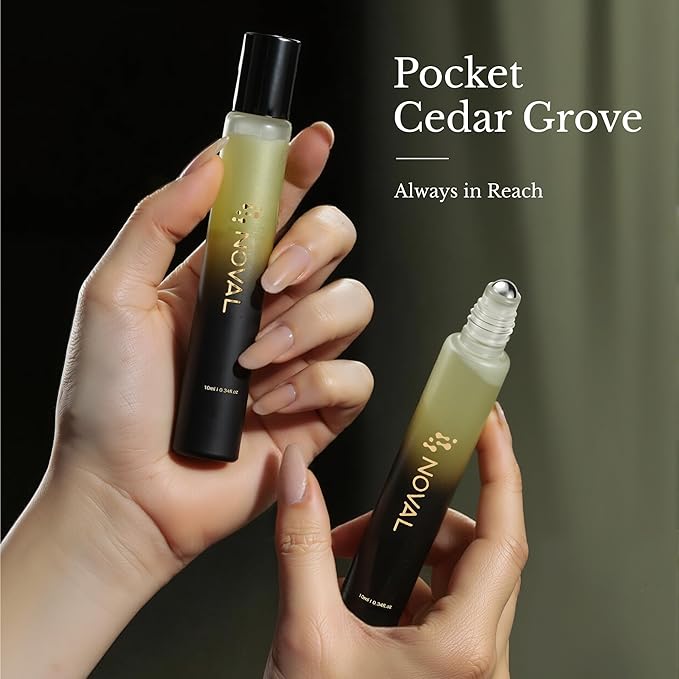 NOVAL Roll on Cuticle Oils for Men & Women, Rollerball Travel Size Bottle, Fresh Smell Cedar Scent, Male Nail Care Serum, Rich in Jojoba Oil, Natural Ingredients