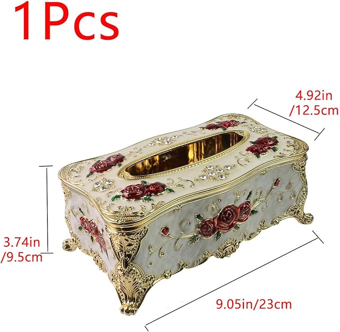 Geesatis Tissue Box Cover, Rectangle Tissue Box Holder, Rectangular Napkin Facial Tissues Holder for Bathroom Toilet Bedroom Living Room Table Desk Office Dresser, 1 Pcs White 9.05''x4.93''x3.74''