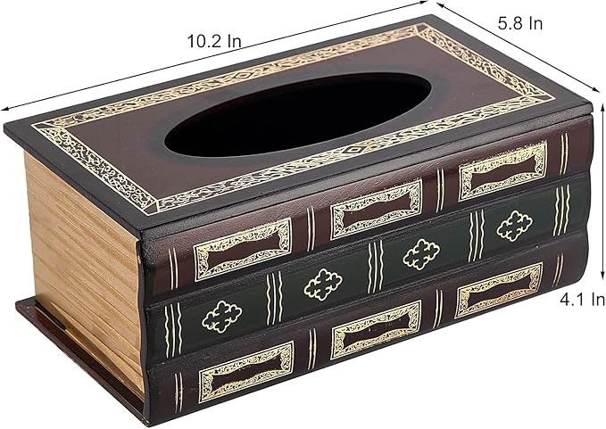 Antique Book Design Wood Bathroom Facial Tissue Dispenser Box Cover/Novelty Napkin Holder…