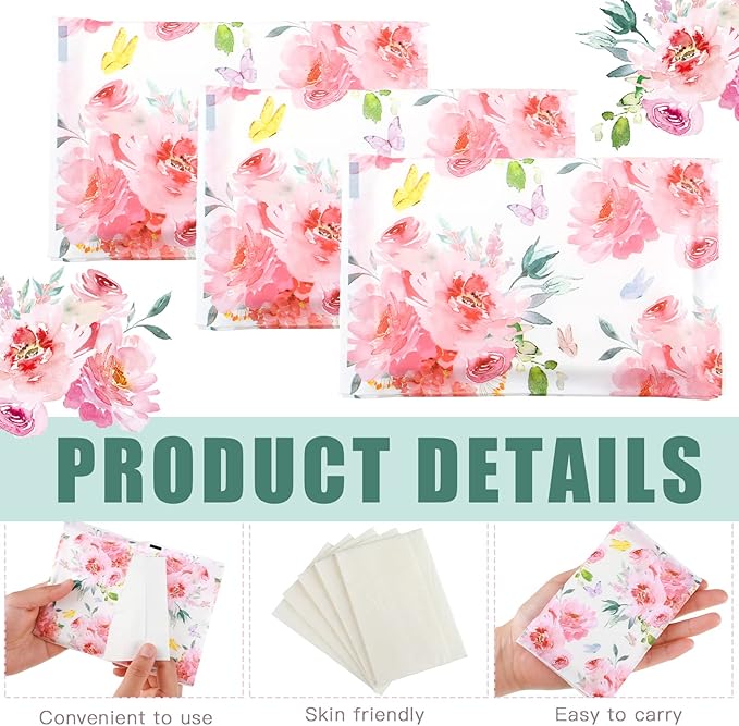 Geyee 50 Packs Tissue Travel Size Facial Paper Napkins Travel Packs Disposable Pocket Tissues for Wedding Guest Traveling School Purse Home Supplies, 500 Sheets 3 Ply(Spring Floral)