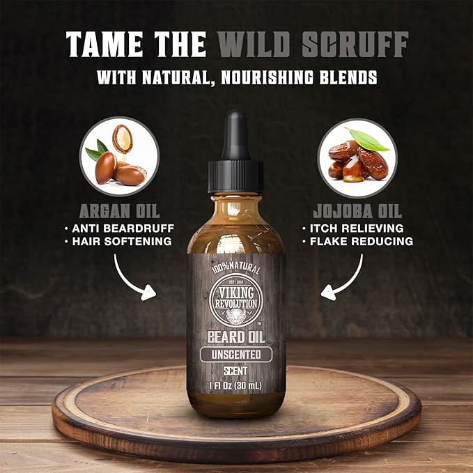 Viking Revolution Ultimate Conditioner for Men's Beard Grooming - Softens, Smoothes and Soothes Beard Itch- Contains Wash, Conditioner, Beard Oil, Balm and Comb- Classic Set